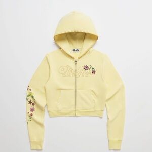Madhappy Office Kiko Yellow Floral Cropped Hoodie Jacket